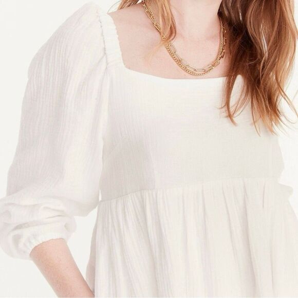 J. Crew Women's XL Tall White Squareneck Midi Dress Long Sleeve Casual - Picture 2 of 10